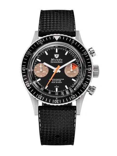Nivada Grenchen Chronomaster White Orange Boy Inter. Bezel - Manual - Rubber tropic