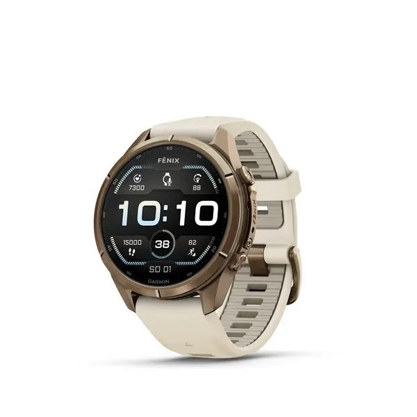 Garmin Fenix® 9 Pro - 43 mm, Gold Titanium Cream/Fog Gray 010-04335-26