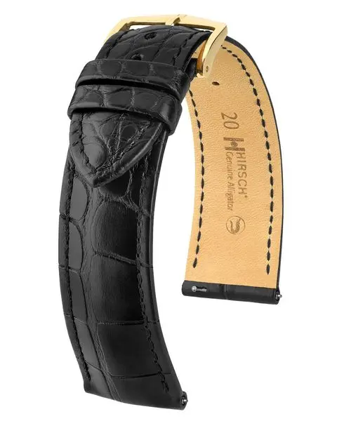 Řemínek Hirsch Genuine Alligator - černý, mat