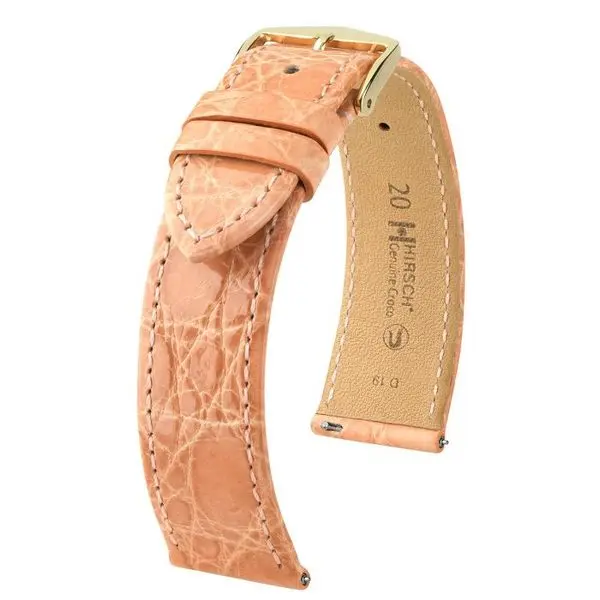 Řemínek Hirsch Genuine Croco - růžový, lesk