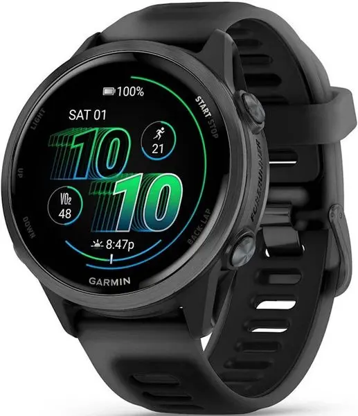Garmin Forerunner® 570 42mm - Slate Grey hliníková luneta, poloprůhledný řemínek Black/Black 010-02970-00