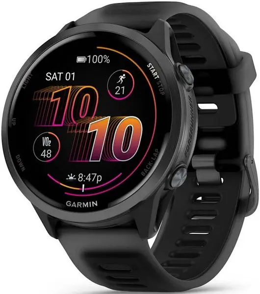 Garmin Forerunner® 570 - 47mm Slate Grey hliníková luneta, poloprůhledný řemínek Black/Black 010-02971-00