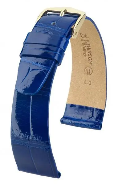 Řemínek Hirsch Prestige Alligator - královská modrá, lesk
