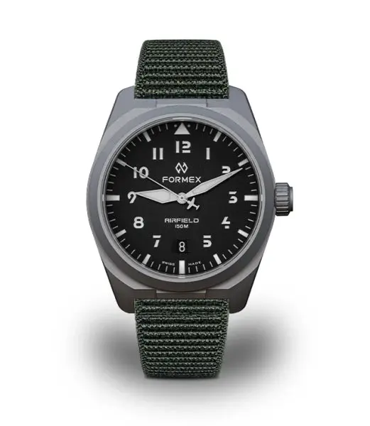 Formex AirField Automatic Jet Black Khaki Green Nylon-Velcro 0661.1.6526.877
