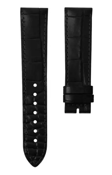 Kožený řemínek Biatec | Černý z teletiny krokodýlí vzor - 20 mm -