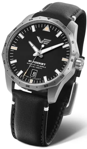 Vostok Europe N-1 Rocket Compact Automatic NH35-125A747 - černý kožený řemínek