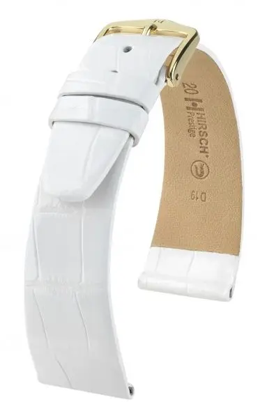Řemínek Hirsch Prestige Alligator - bílý, lesk
