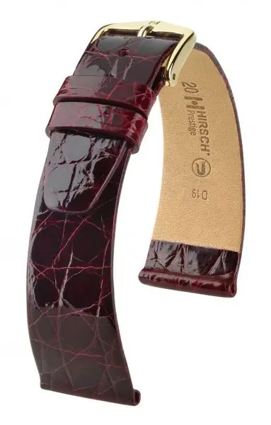 Řemínek Hirsch Prestige Crocodile - vínový