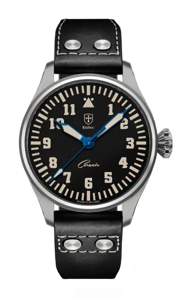 Biatec Corsair Vintage 03 - Černý kožený pilot řemínek