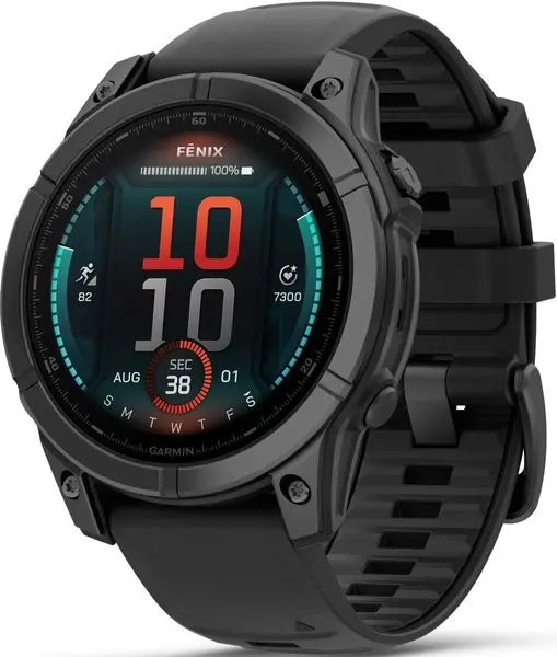 Garmin fenix® E – 47 mm, AMOLED, Slate grey steel / Černý silikonový řemínek, EU
