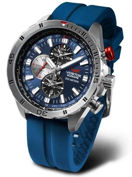 Vostok Europe Almaz Multifunctional Line YM26-320A652 - modrý gumový řemínek