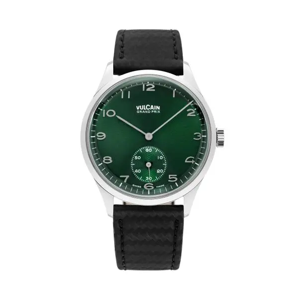 Vulcain Grand Prix - Small Second Green - Black Carbon Leather Strap