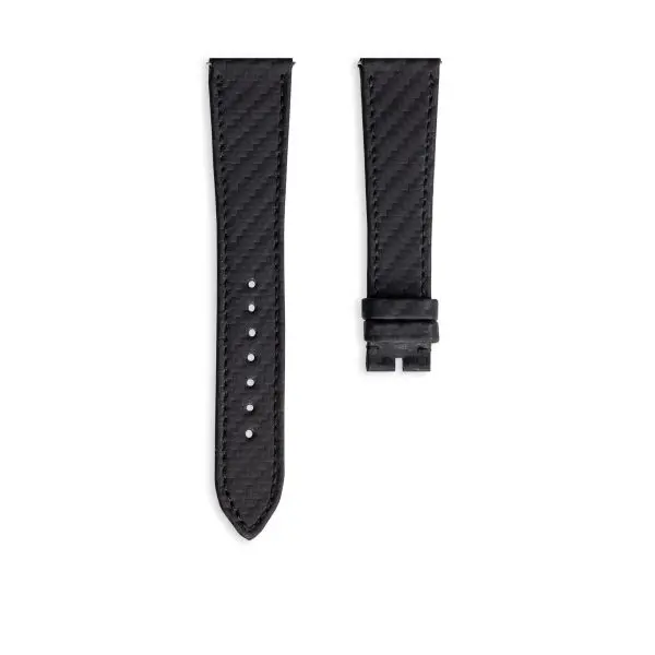 Kožený řemínek Vulcain Carbon černý - 22 mm x 18 mm