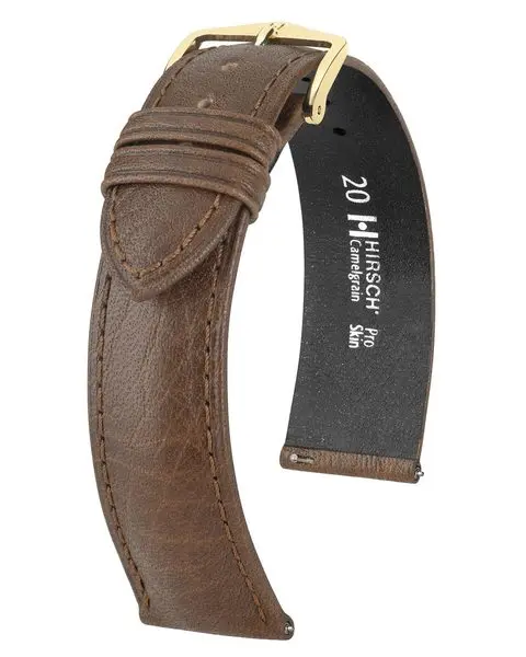 Řemínek Hirsch Camelgrain - tmavě hnědý
