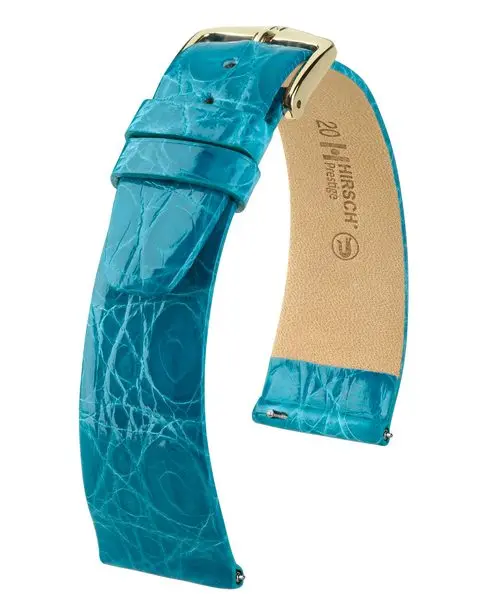 Řemínek Hirsch Prestige Crocodile - tyrkysový