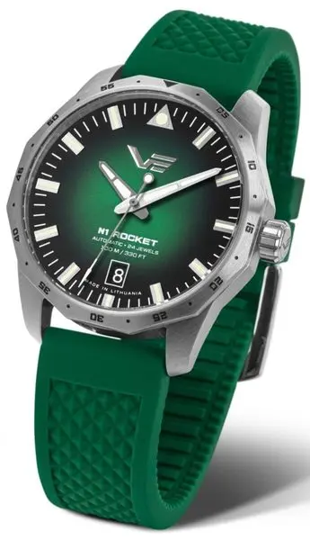 Vostok Europe N-1 Rocket Compact Automatic NH35-125A749 - zelený gumový řemínek