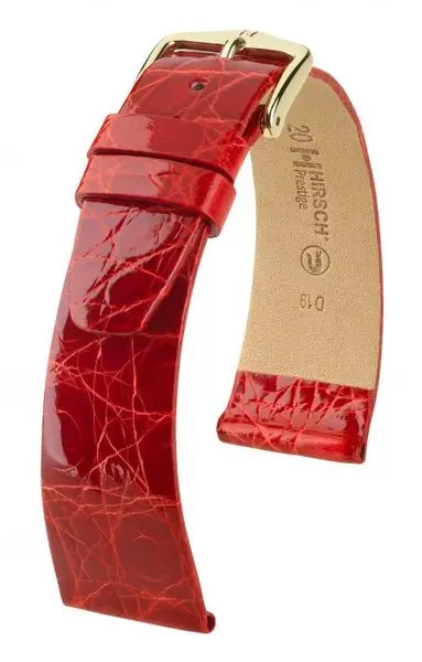 Řemínek Hirsch Prestige Crocodile - červený -