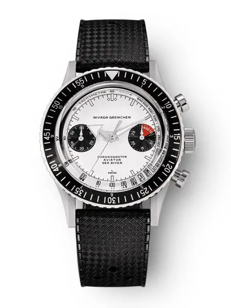 Nivada Grenchen Chronomaster White Panda Inter. Bezel - Manual - Rubber tropic