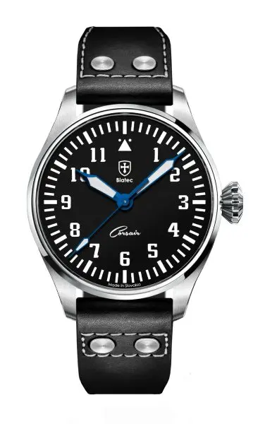 Biatec Corsair Vintage 01 - Černý kožený pilot řemínek