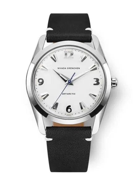 Nivada Grenchen Super Antarctic 35 mm - Black White Luminova - Black Leather White Stitching