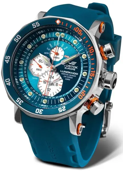 Vostok Europe Lunochod-2 Multifuncional Line YM86-620A636 - modrý gumový řemínek