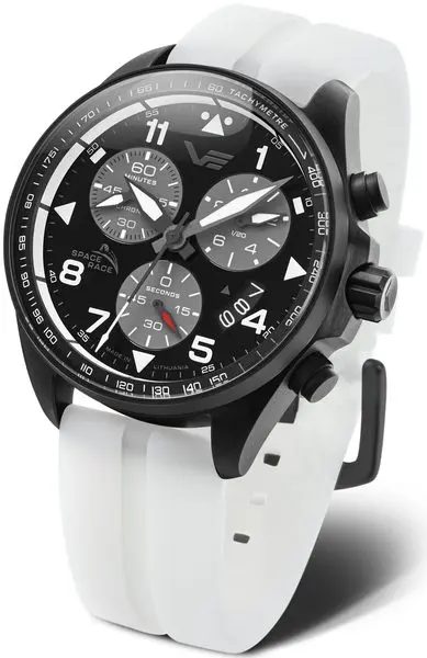 Vostok Europe Space Race Chrono Line 6S30-325C744 - bílý gumový řemínek (luminiscenční)