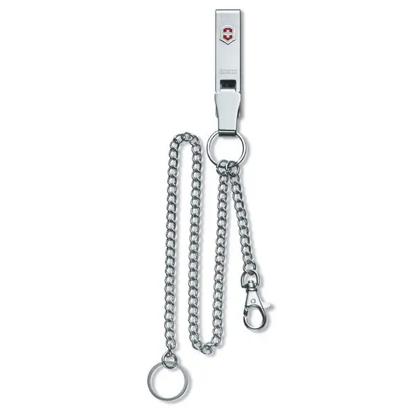 VICTORINOX závěska na opasek s dlouhým řetízkem STŘÍBRNÁ