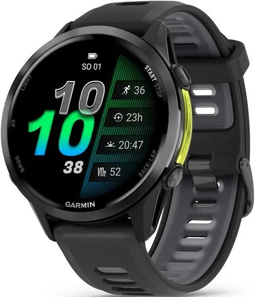 Garmin Forerunner® 970 titanová luneta Carbon Grey DLC, pouzdro Black a  silikonový řemínek Black/White 010-02969-10