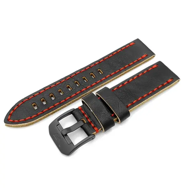 Kožený řemínek Vostok Europe pro Almaz 6S11-320C260 - černý/černá spona