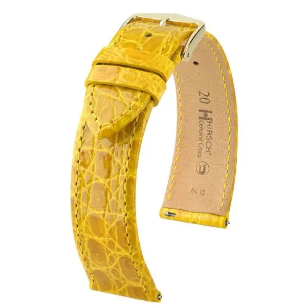 Řemínek Hirsch Genuine Croco - žlutý, lesk