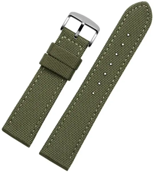 Řemínek nylon/kůže zelený - 24 mm