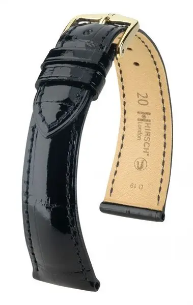 Řemínek Hirsch London Alligator - černý, lesk
