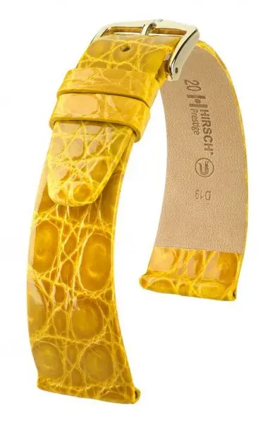 Řemínek Hirsch Prestige Crocodile - žlutý