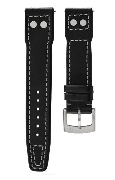 Kožený řemínek Biatec Pilot | Černý - 20 mm - Stříbrná