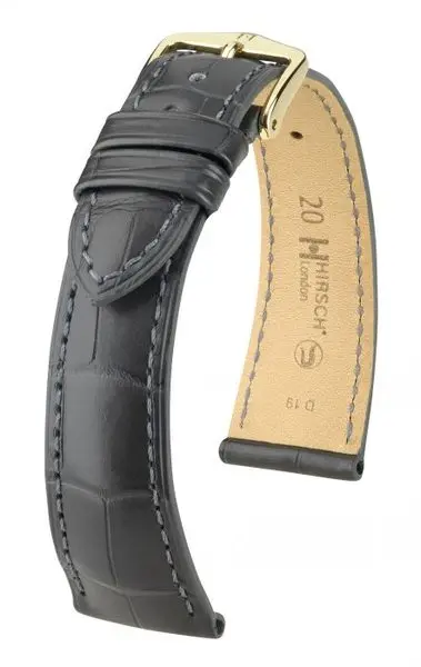 Řemínek Hirsch London Alligator - šedý, mat