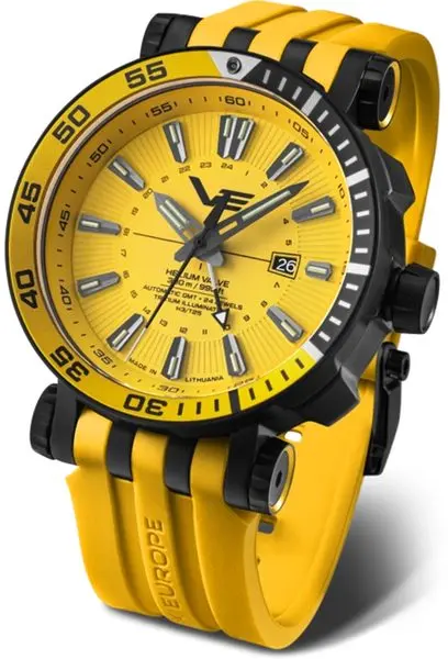 Vostok Europe Energia Rocket Automatic GMT NH34-575C719 - žlutý gumový řemínek
