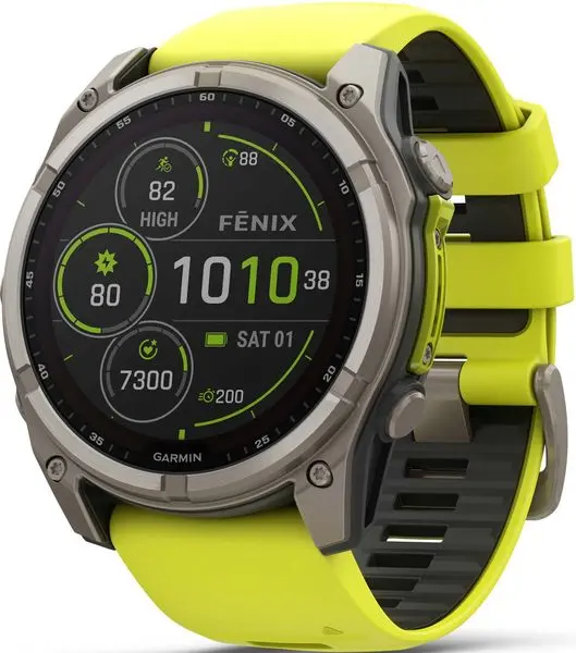 Garmin Fenix® 8 – 51 mm, Solar, Sapphire Sapphire, Titanium s Yellow/Graphite silikonovým řemínkem 010-02907-21