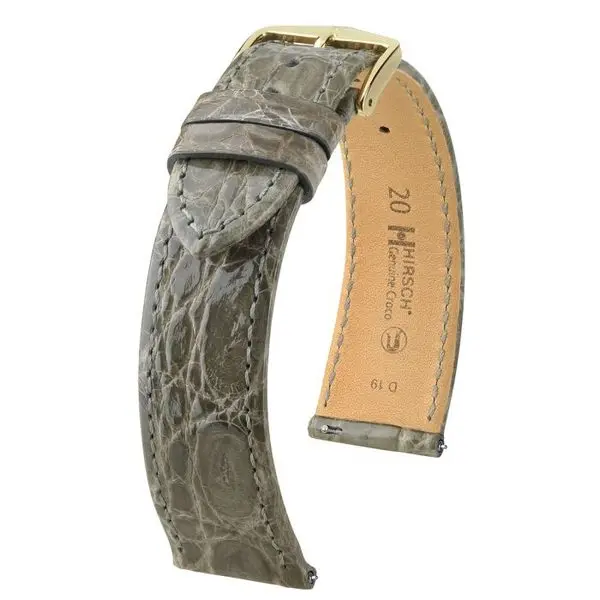 Řemínek Hirsch Genuine Croco - šedý, lesk