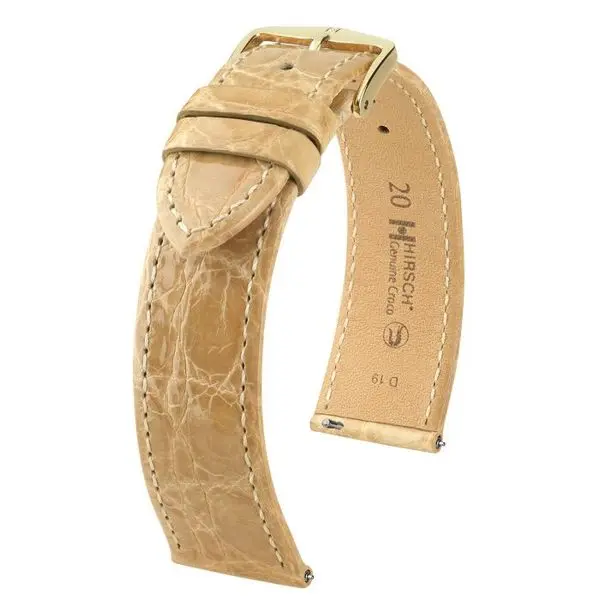 Řemínek Hirsch Genuine Croco - béžový, lesk