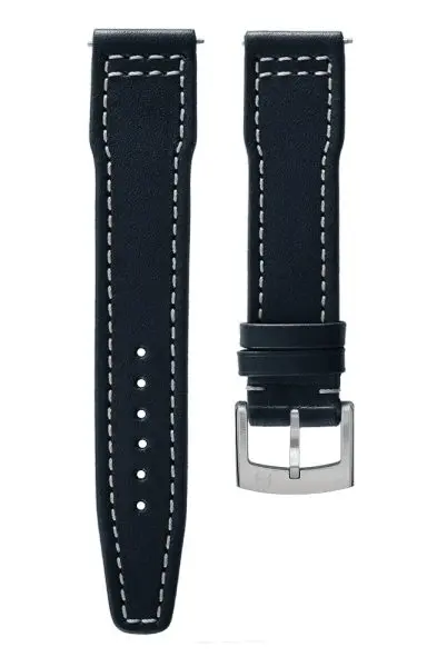 Kožený řemínek Biatec Marine | Modrý - 20 mm - Stříbrná