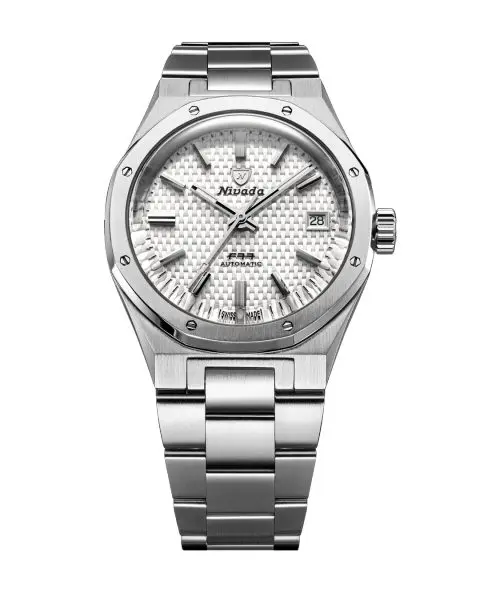 Nivada Grenchen F77 SST White MK2 Date - 38 mm - Stainless Steel Bracelet