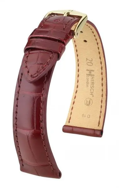 Řemínek Hirsch London Alligator - vínový, mat