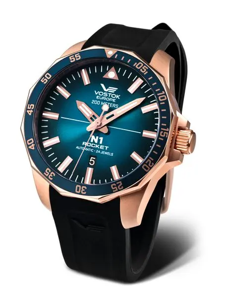 Vostok Europe N-1 Rocket Automatic Line NH35A/225B616S - Modrý silikonový řemínek