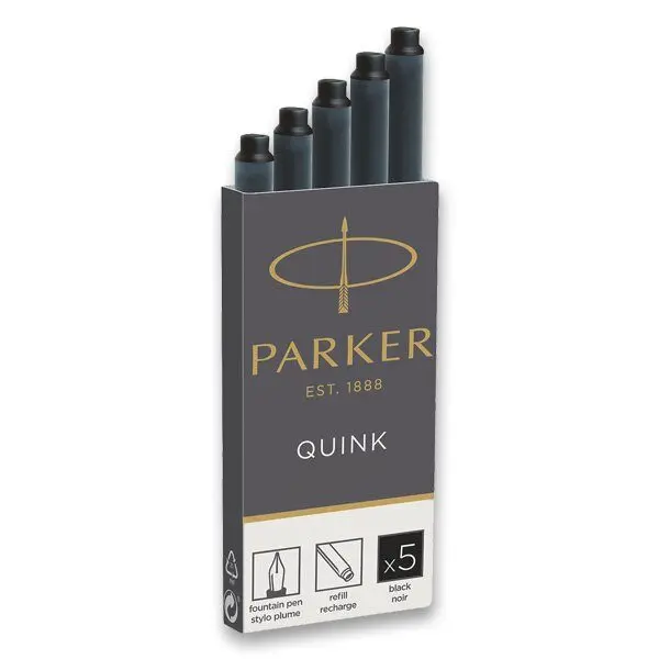 Dlouhé inkoustové bombičky Parker Quink - Inkoustové bombičky Parker černé
