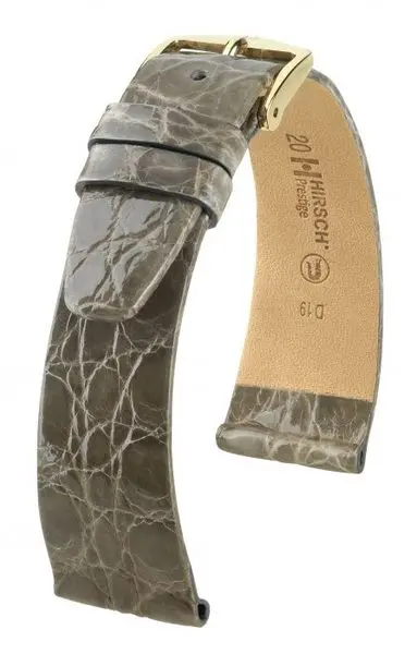 Řemínek Hirsch Prestige Crocodile - šedý