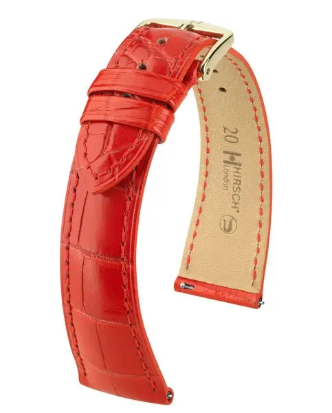 Řemínek Hirsch London Alligator - červený, mat