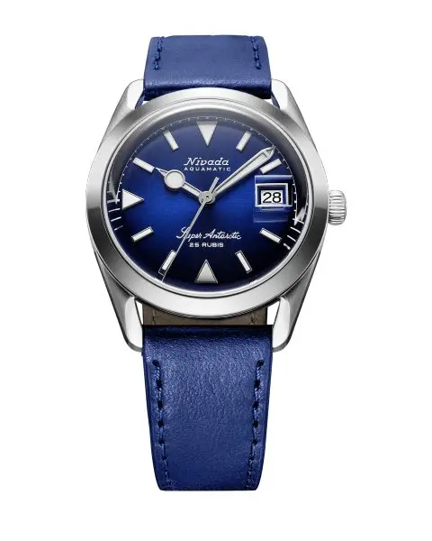 Nivada Grenchen Super Antarctic Blue - Date - Blue Leather