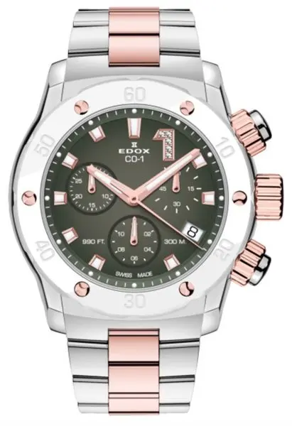 EDOX CO-1 Chronolady Quartz Chronograph 10255-357RBM-VIDR