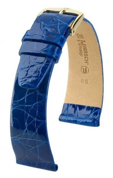 Řemínek Hirsch Prestige Crocodile - královská modrá