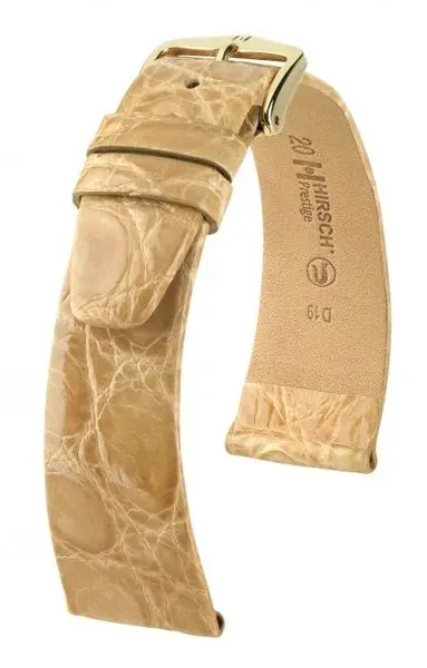Řemínek Hirsch Prestige Crocodile - béžový